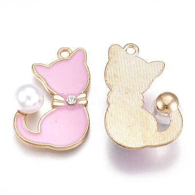 Alloy Enamel Kitten Pendants X-ENAM-S115-045B-1