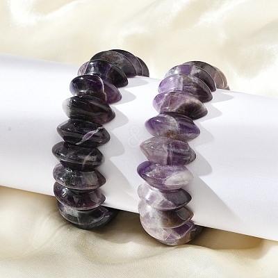 Bicone Natural Amethyst Beads Stretch Bracelets for Women Men BJEW-C097-05A-1