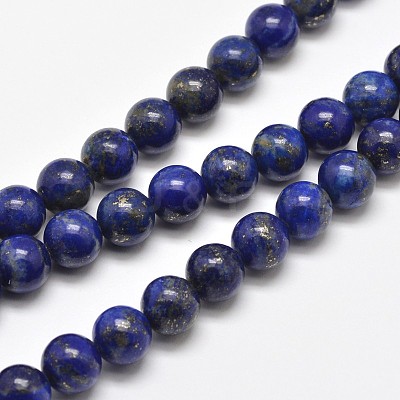 Natural Lapis Lazuli Round Bead Strands G-E262-01-8mm-1
