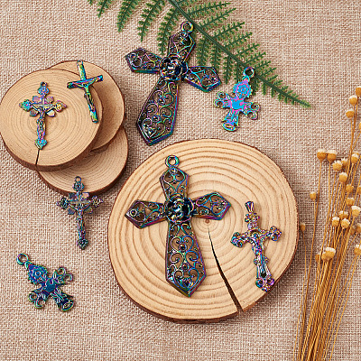 12Pcs 6 Styles Plated Alloy Pendants FIND-TA0001-44-1