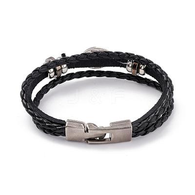 Multi- Strand Leather Cord Bracelets BJEW-D423-06A-1
