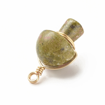 Natural Unakite Pendants PALLOY-JF01134-02-1