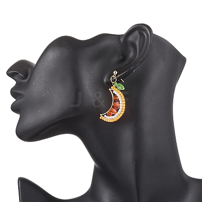 304 Stainless Steel Glass Dangle Stud Earrings EJEW-MZ00524-01-1
