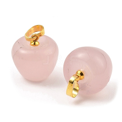 Natural Rose Quartz Teacher Apple Charms G-Z022-02I-G-1