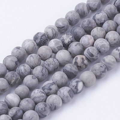 Natural Map Stone/Picasso Stone/Picasso Jasper Bead Strands G-G735-27F-4mm-1