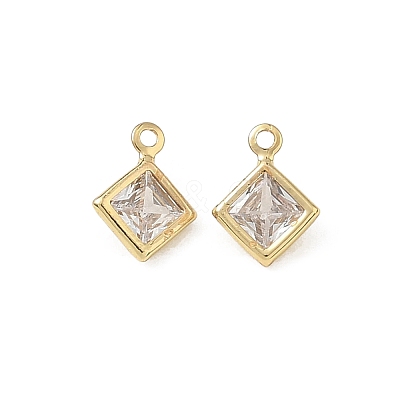 Brass Pave Clear Cubic Zirconia Charms CU-CBAD360-04G-02-1