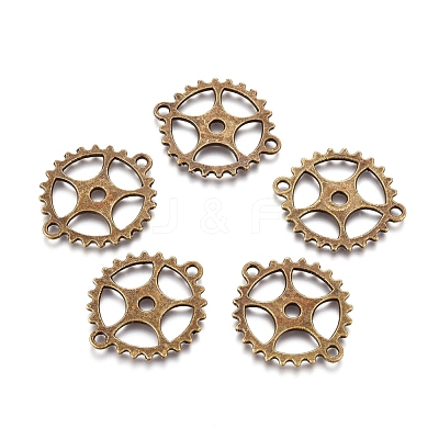 Cadmium Free & Nickel Free & Lead Free Antique Bronze Tibetan Style Flat Round Links connectors X-TIBEB-AB5010-AB-FF-1