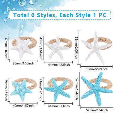 6Pcs 6 Styles Jute Napkin Rings DIY-GA00002-1