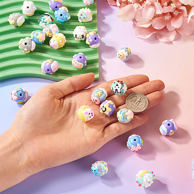 26Pcs 13 Styles Hand Painted Opaque Acrylic with Enamel Beads MACR-TA0001-93-1