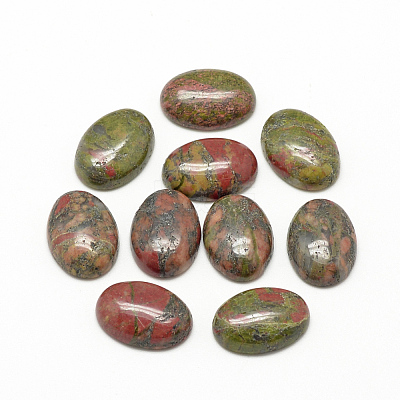 Natural Unakite Cabochons G-R415-13x18-36-1