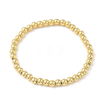 Brass Round Beaded Stretch Bracelets for Men Women BJEW-B148-05C-G-1