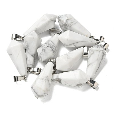 Natural Howlite Pointed Pendants G-B127-15P-03-1