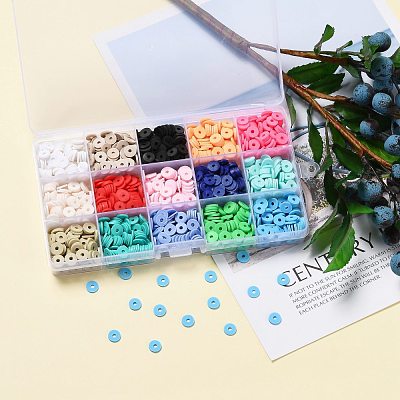 150G 15 Colors Handmade Polymer Clay Beads CLAY-JP0001-12-8mm-1