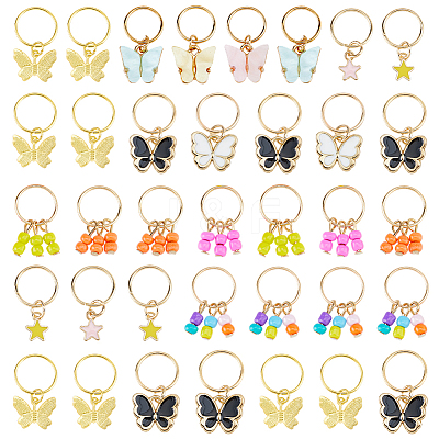 36Pcs Zinc Alloy Enamel Pendant Hair Braid Ring FIND-FH0017-69-1