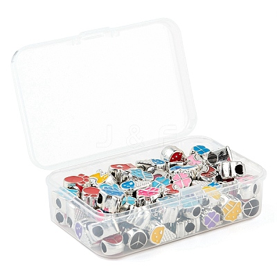 70Pcs 7 Style UV Plating Acrylic European Beads OACR-LS0001-03-1