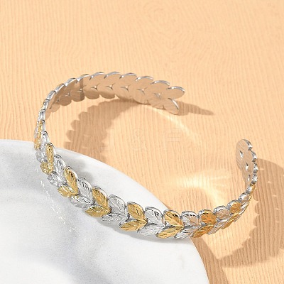 304 Stainless Steel Cuff Bangles for Women BJEW-D466-02GP-1
