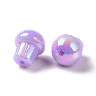 UV Plating Rainbow Iridescent Opaque Acrylic Beads OACR-C010-07-1
