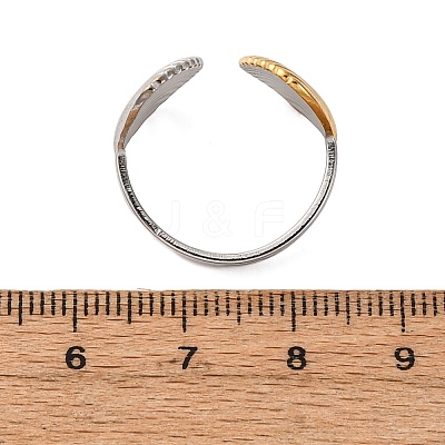 304 Stainless Steel Double Color Cuff Rings RJEW-S635-01GP-N-1