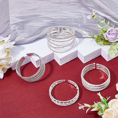 4Pcs 4 Style Crystal Rhinestone Tennis Bangles Set BJEW-FI0001-57-1