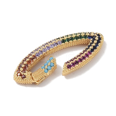 Rack Plating Brass Micro Pave Cubic Zirconia Twister Clasps KK-NH0002-09G-02-1