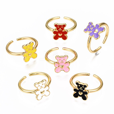 Brass Enamel Cuff Rings RJEW-N035-020-NF-1