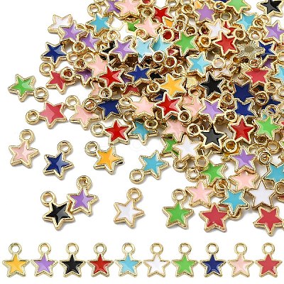 150Pcs Eco-friendly Alloy Enamel Star Charms ENAM-YW0005-87-1