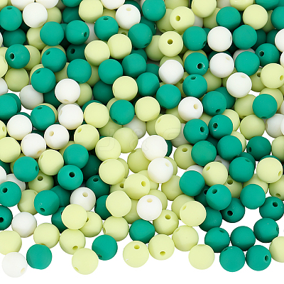 500Pcs Rubberized Style Imitated Silicone Acrylic Beads MACR-SP0001-07E-1