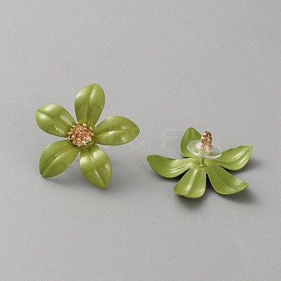 Iron & Alloy Enamel Flower Stud Earrings EJEW-WH0033-57E-1
