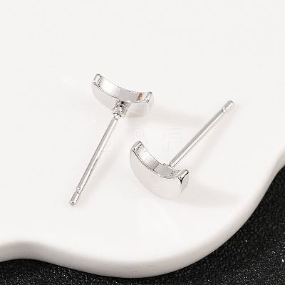 Brass Moon Stud Earrings for Women EJEW-G441-06A-P-1