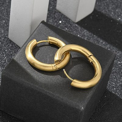 Frosted 304 Stainless Steel Huggie Hoop Earrings for Women EJEW-C096-32G-G-1