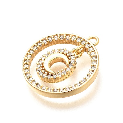 Brass Micro Pave Cubic Zirconia Pendants KK-G519-06G-02-1