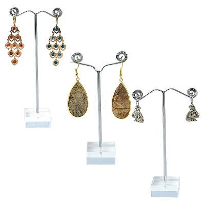3Pcs T Bar Earring Organic Glass Displays Sets X-EDIS-G012-01-1