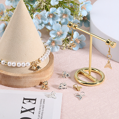 16Pcs 4 Styles Rack Plating Brass Pendants KK-CA0002-55-1