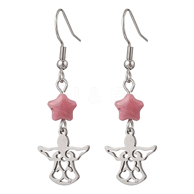 Angel with Star 304 Stainless Steel Dangle Earrings EJEW-JE06792-1