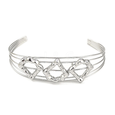 Non-Tarnish 304 Stainless Steel Hollow Open Cuff Bangles BJEW-Q348-03P-02-1