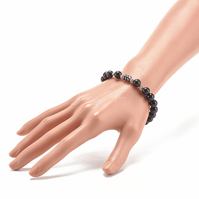 Natural Wood & Synthetic Hematite Beaded Stretch Bracelet for Men Women BJEW-JB07810-1