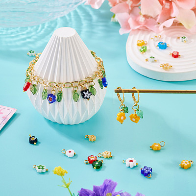 20Pcs Handmade Millefiori Glass Charms PALLOY-TADJ00004-1