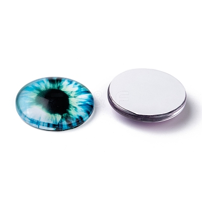 Dragon Eye Half Round/Dome Printed Glass Cabochons GGLA-A002-25mm-AB-1