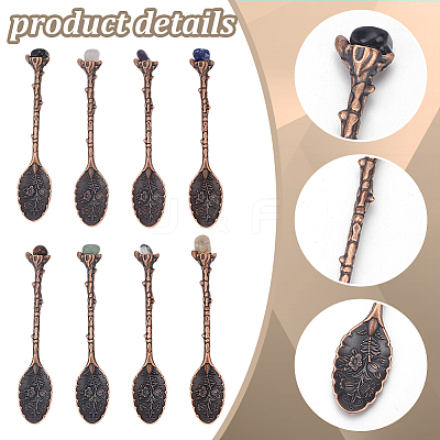 8Pcs 8 Styles Zinc Alloy Coffee Tea Spoon AJEW-NB0006-51-1