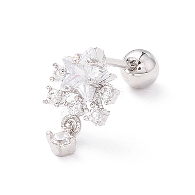 Snowflake Clear Cubic Zirconia Stud Earrings for Women EJEW-A065-03P-1