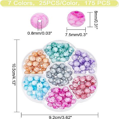 175Pcs 7 Colors Opaque Baking Paint Crackle Glass Beads EGLA-FH0001-15-1