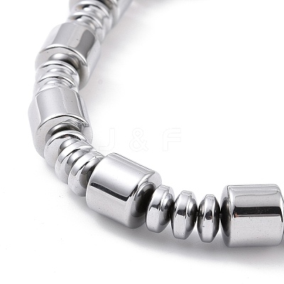 Synthetic Hematite & Brass Column Beaded Necklace Bracelet with Magnetic Clasps SJEW-G079-01C-1