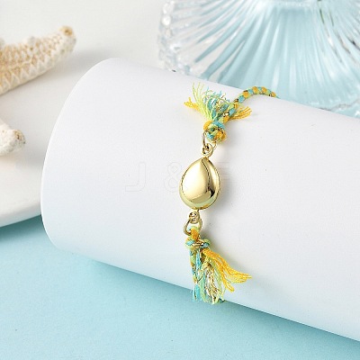 Ocean 304 Stainless Steel Link Adjustable Braided Polycotton Metallic Cord Slider Bracelets BJEW-JB14245-04-1