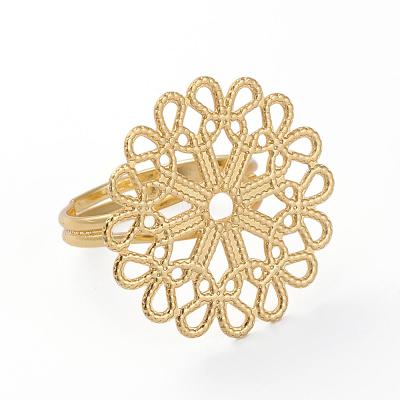 Brass Filigree Ring Settings KK-G379-02G-1