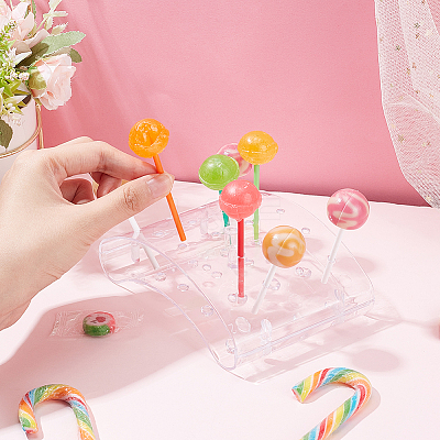 20-Hole Arc-Shaped Transparent Acrylic Lollipop Display Holder ODIS-WH0043-03A-1