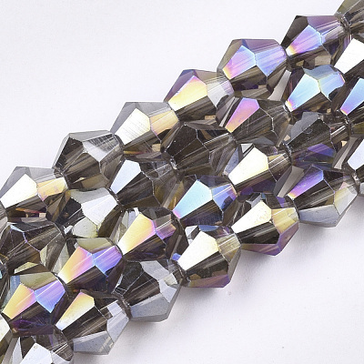 Electroplate Glass Beads Strands X-EGLA-Q118-6mm-B13-1