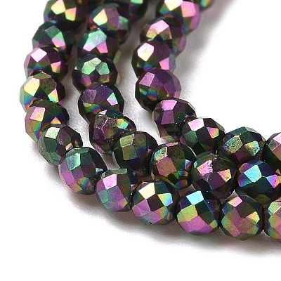 Electroplate Glass Beads Strands GLAA-H021-01A-FP14-1