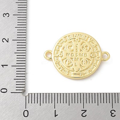 Brass Saint Benedict Medal Connector Charms KK-P294-02G-1