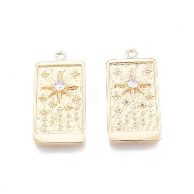 Brass Micro Pave Clear Cubic Zirconia Pendants KK-G432-18G-1