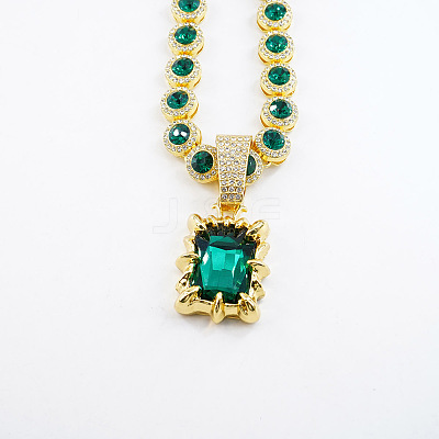 Alloy Rhinestone Rectangle Pendant Tennis Necklaces FS-WGF7BCB-02-1